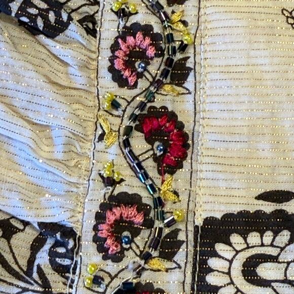 Sundance Floral Embroidered Boho Top Beaded and Lurex Thread Womens Small - Picture 9 of 10